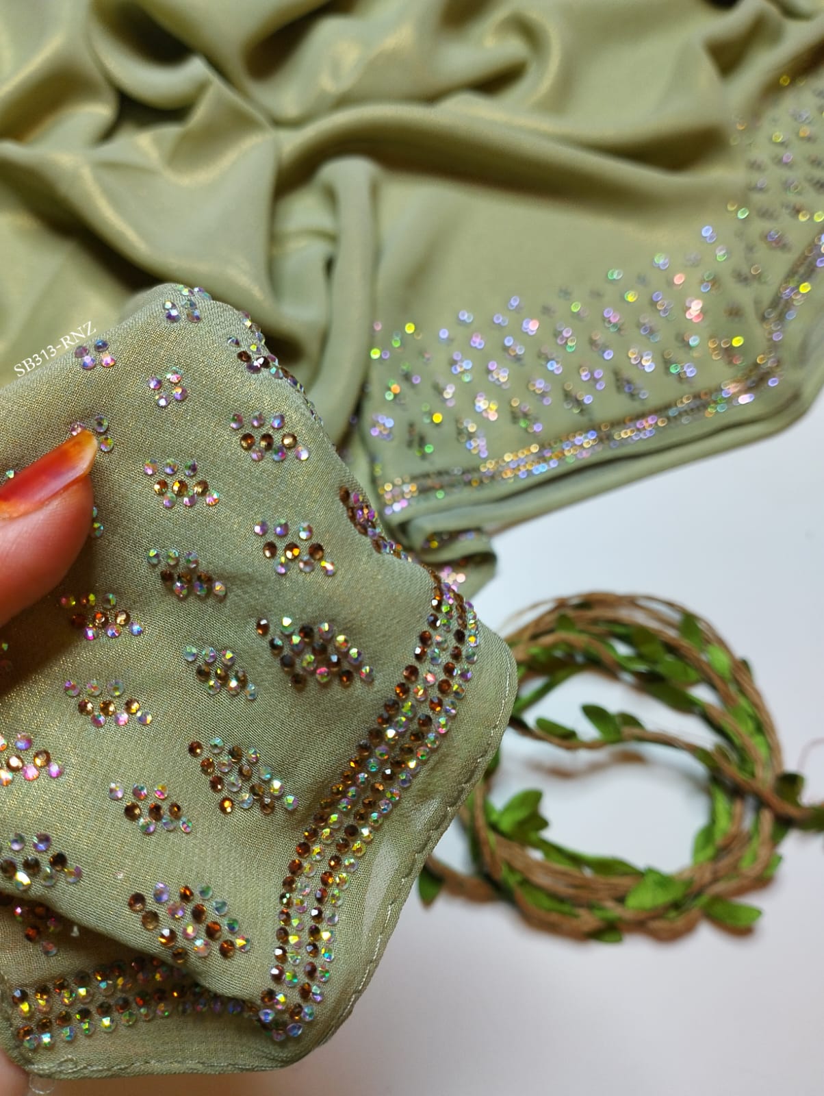 PREMIUM CHIFFON SHIMMER STONE WORK HIJABS - Image 12
