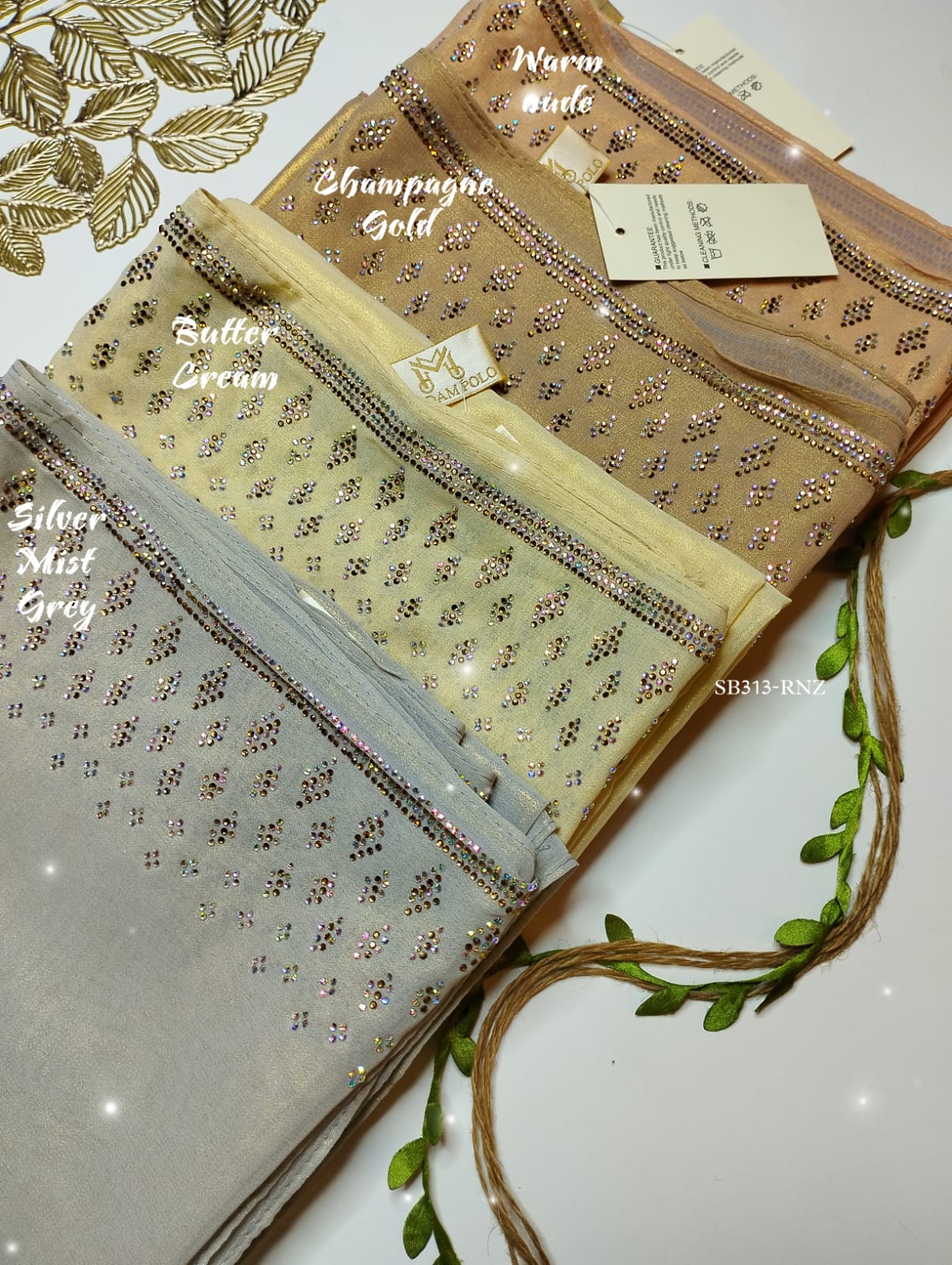 PREMIUM CHIFFON SHIMMER STONE WORK HIJABS - Image 2