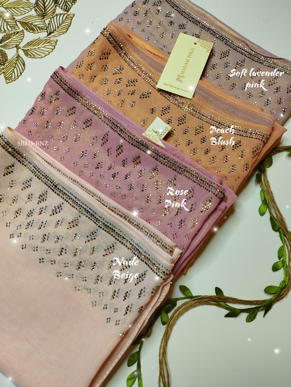 PREMIUM CHIFFON SHIMMER STONE WORK HIJABS - Image 4