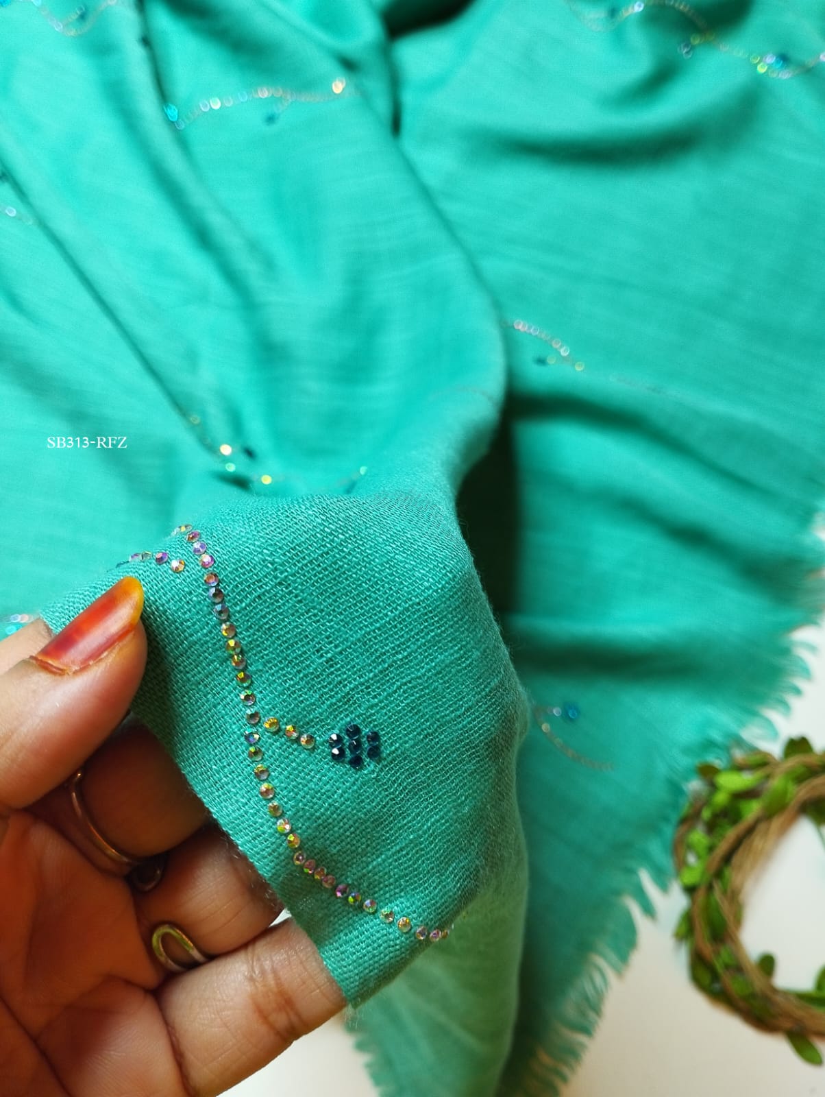 COTTON MINIMAL STONE WORK HIJABS - Image 2