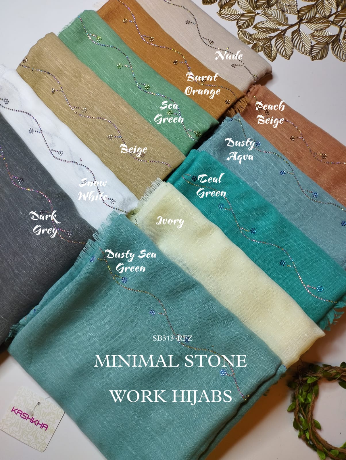 COTTON MINIMAL STONE WORK HIJABS