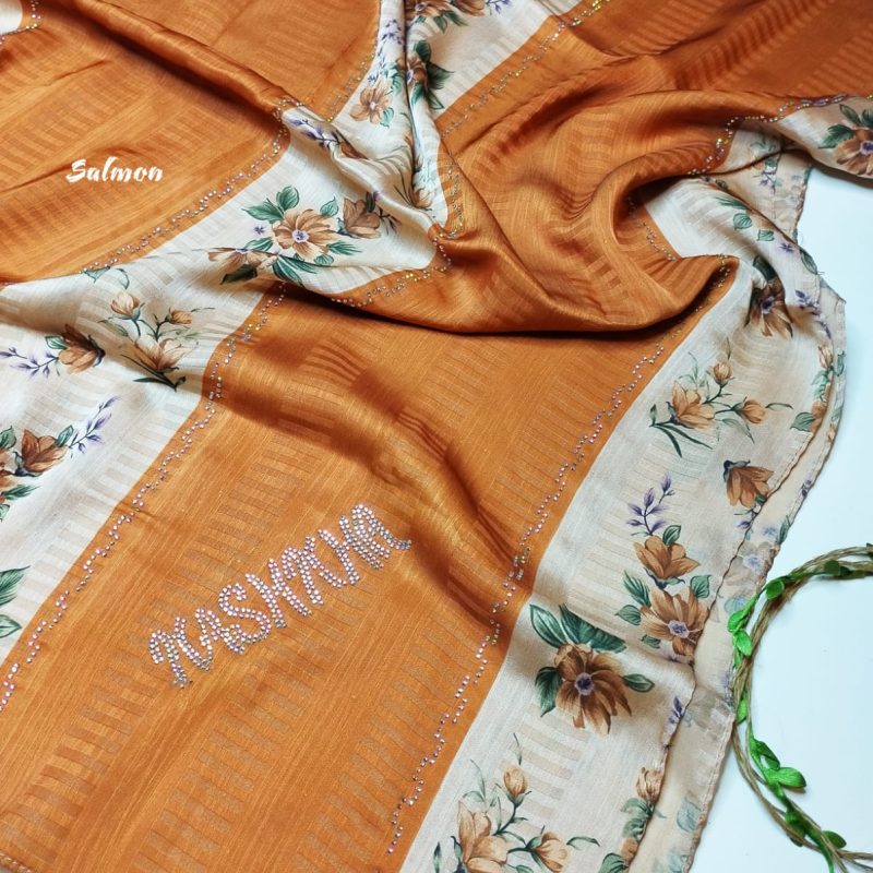 SATIN FLORAL STONE HIJABS