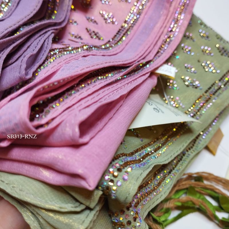 chiffon shimmer glam stone work hijabs
